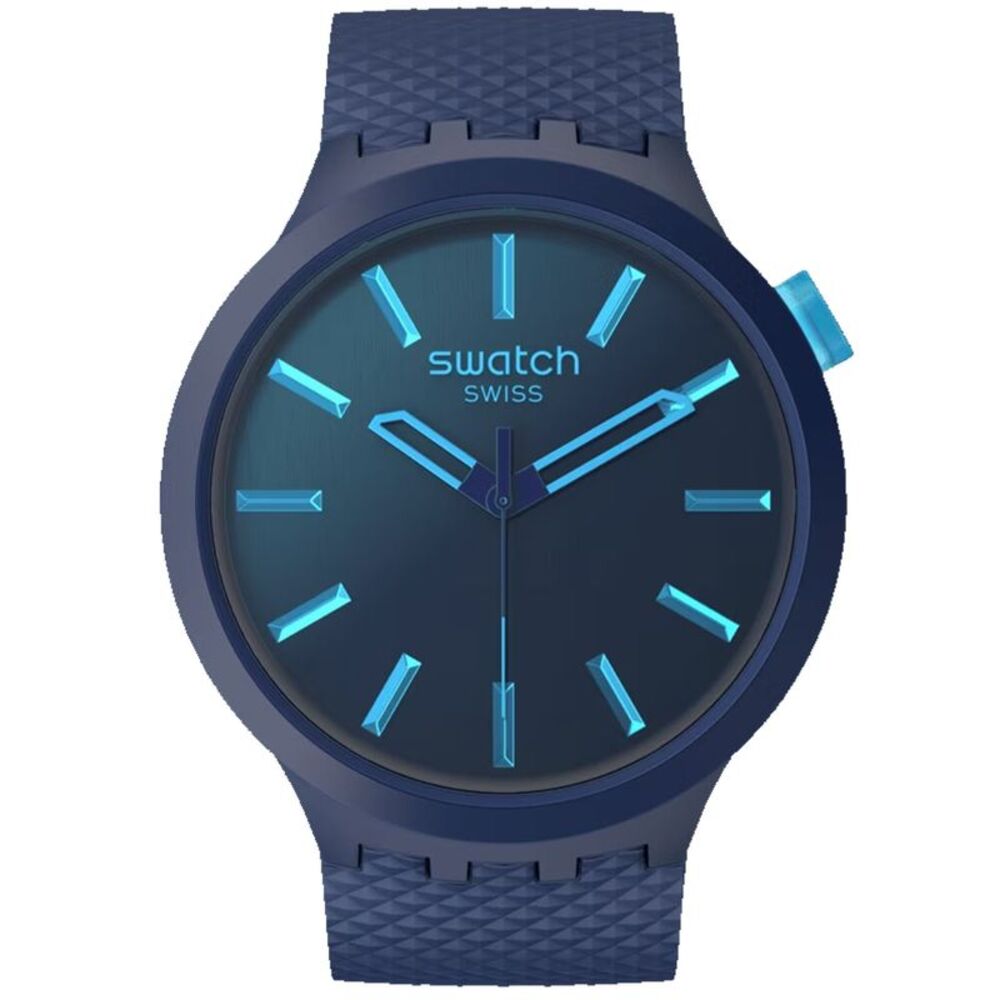 Swatch Men's Big Bold Essentials Indigo Glow Blue Dial Watch - SB05N113